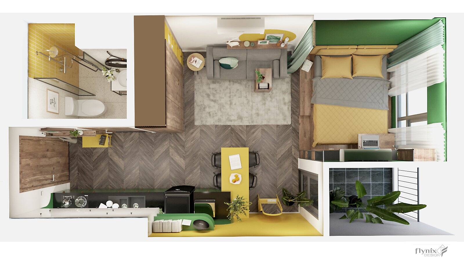 cải tạo căn hộ nhỏ 28m2