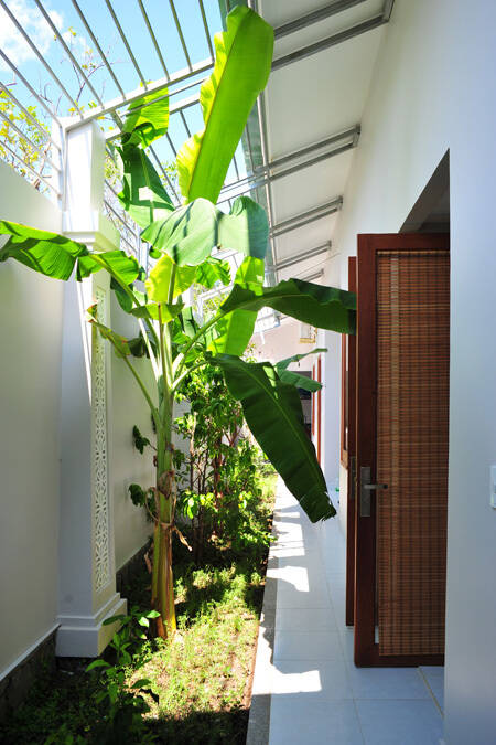 Nhà 1 tầng ở Trà Vinh dành hẳn 450m2 diện tích cho sân vườn xanh mướt, phần lớn hành lang đều ở ngoài trời