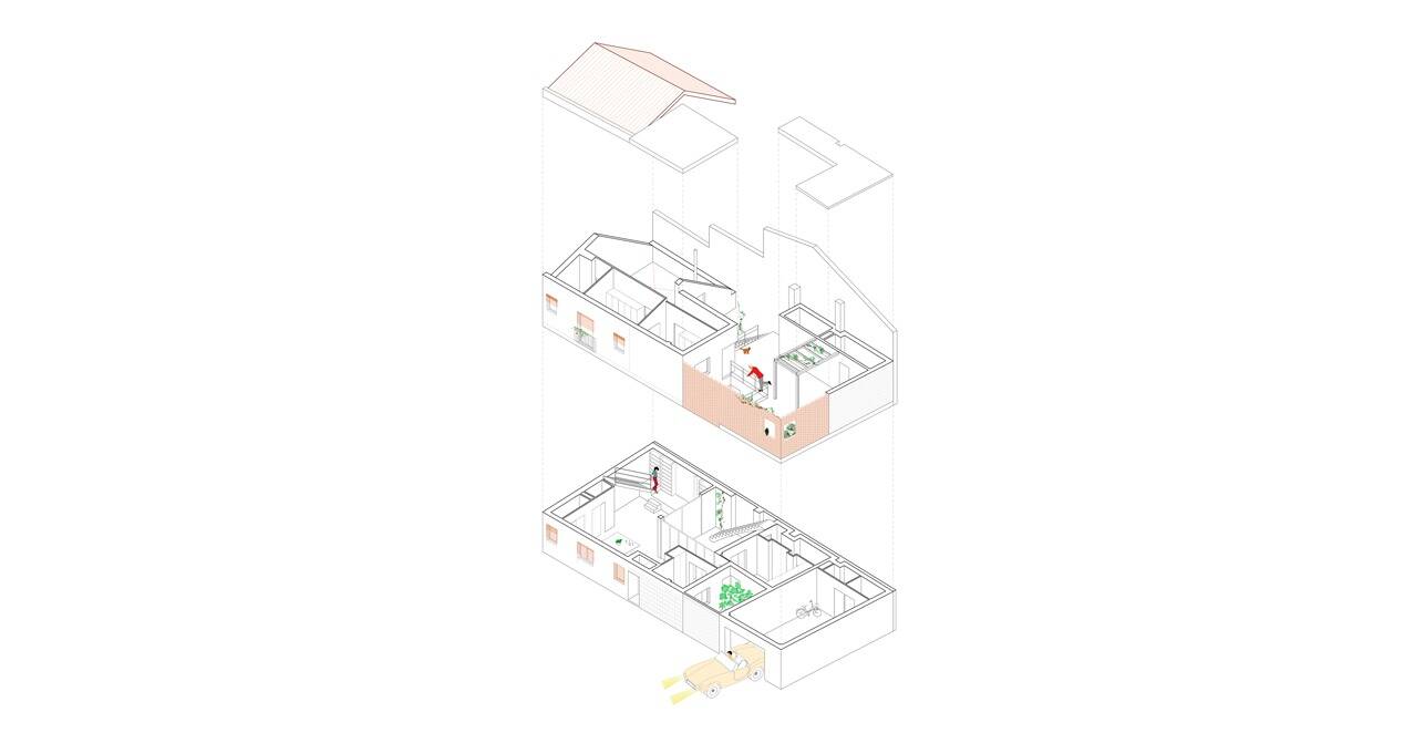 Nhà góc phố 2 tầng sở hữu sân thượng và sân trong thoáng sáng nhưng vẫn kín đáo, riêng tư