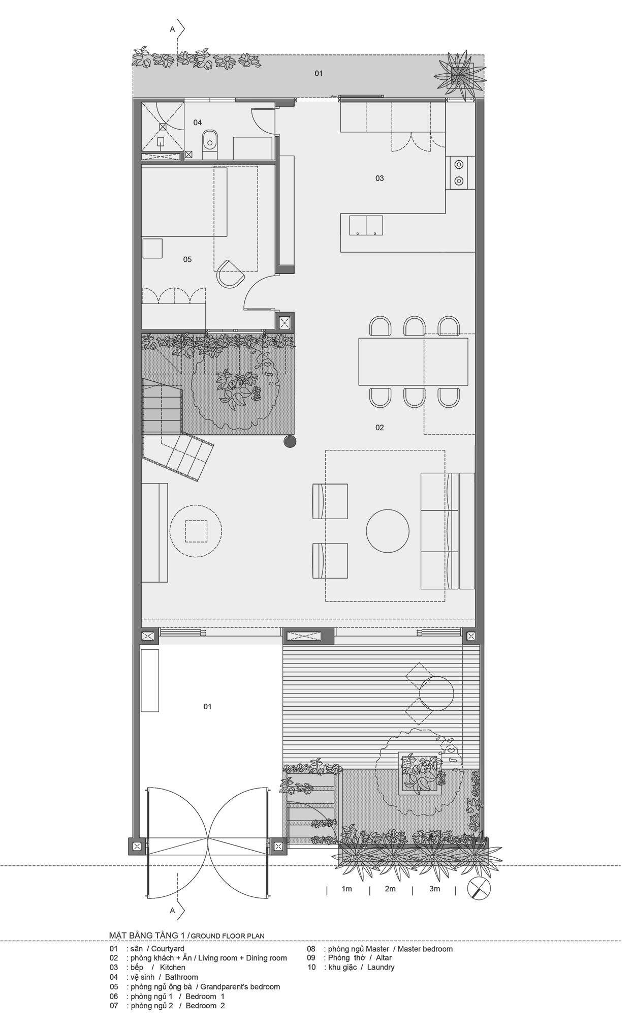 Nhà 7,8x17 tại Kiên Giang, giải quyết gọn gàng công năng và thẩm mỹ cho gia đình 3 thế hệ