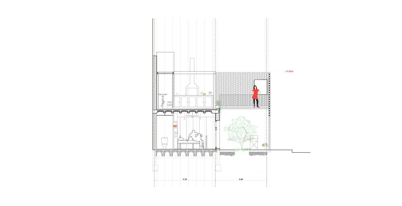 Nhà góc phố 2 tầng sở hữu sân thượng và sân trong thoáng sáng nhưng vẫn kín đáo, riêng tư