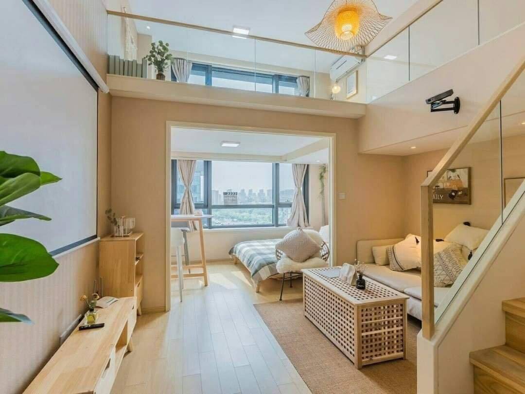 Căn hộ gác lửng chỉ 40m2 nhưng có đến 2 phòng ngủ và 1 phòng trà thiết kế theo phong cách Nhật Bản